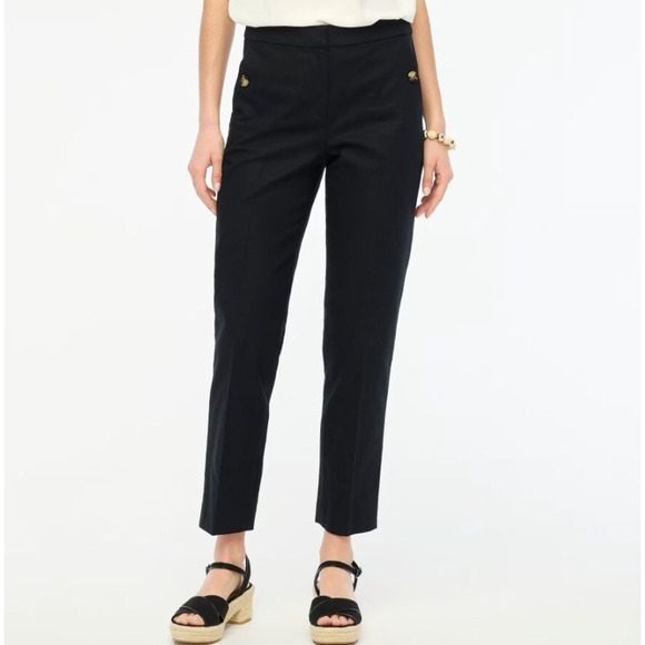 NEW J Crew Black Linen Blend Wide Leg Pull On Pants Size 6 Petite - Picture 1 of 10